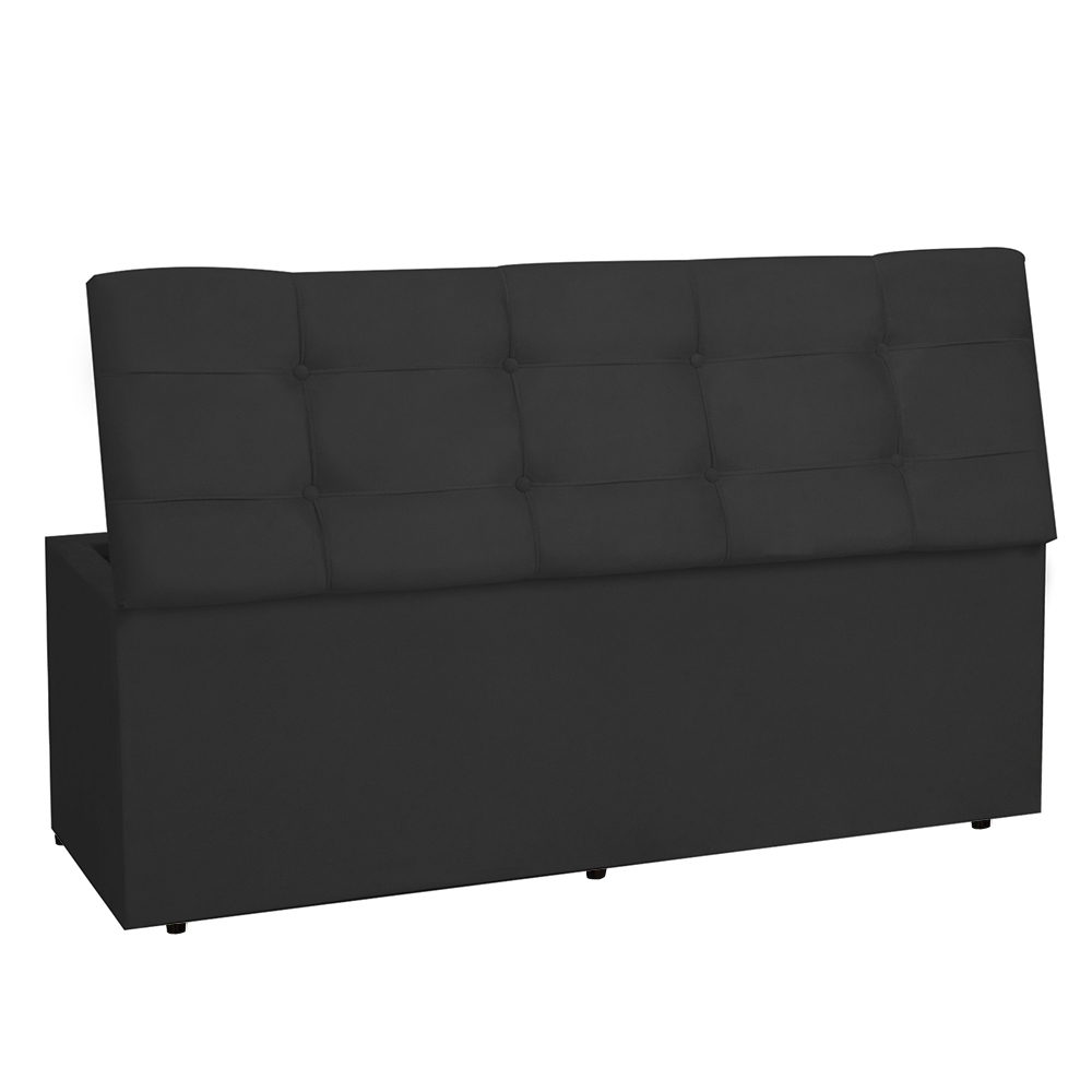 Kit Painel e Calçadeira Baú Solteiro 0,90m Roma Suede Preto - Pallazio