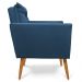 Kit Poltrona e Namoradeira 2 Lugares Olivia Suede Azul Marinho Pés Palito Castanho - Pallazio