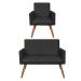 Kit Poltrona e Namoradeira Nina Suede Preto Pés Palito Castanho - Pallazio