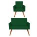 Kit Poltrona e Namoradeira Nina Suede Verde Pés Palito Castanho - Pallazio