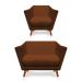 Kit Poltrona e Namoradeira Pérsia Suede Terracota Pés Chanfrado Castanho - Pallazio