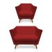 Kit Poltrona e Namoradeira Pérsia Suede Vermelho Pés Chanfrado Castanho - Pallazio