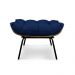 Kit Poltrona e Puff Costela Suede Azul Marinho Base Metálica - Pallazio