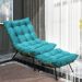 Kit Poltrona e Puff Costela Suede Azul Turquesa Base Metálica - Pallazio
