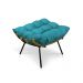 Kit Poltrona e Puff Costela Suede Azul Turquesa Base Metálica - Pallazio