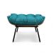 Kit Poltrona e Puff Costela Suede Azul Turquesa Base Metálica - Pallazio