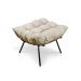 Kit Poltrona e Puff Costela Suede Bege Base Metálica - Pallazio