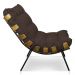 Kit Poltrona e Puff Costela Suede Marrom Base Metálica - Pallazio