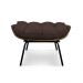 Kit Poltrona e Puff Costela Suede Marrom Base Metálica - Pallazio