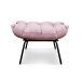 Kit Poltrona e Puff Costela Suede Rosa Bebê Base Metálica - Pallazio