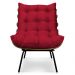 Kit Poltrona e Puff Costela Suede Vermelho Base Metálica - Pallazio