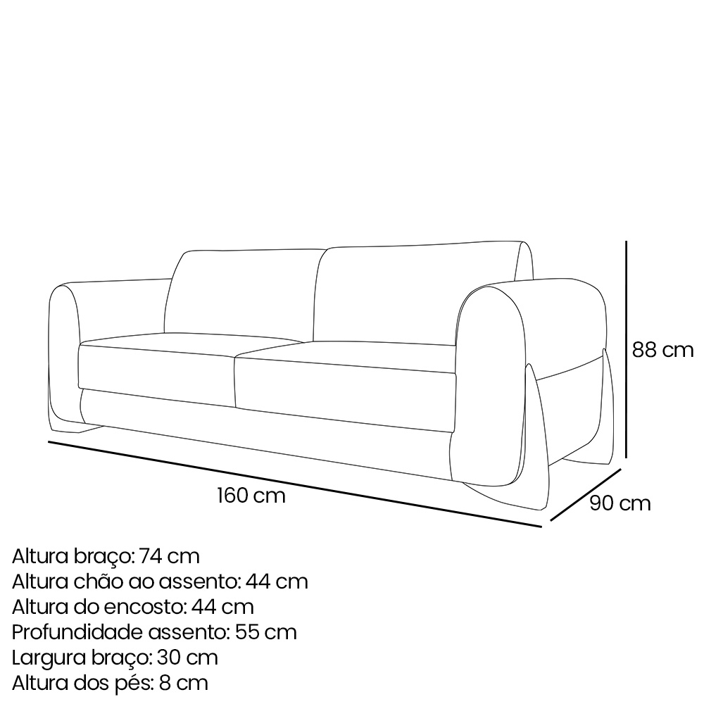 Kit Poltrona e Sofá Living 2 Lugares 1,60m Lottus Linho Grafite Pés Castanho - Pallazio