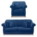 Kit Poltrona e Sofá Living 2 Lugares 1,60m Vênus Suede Azul Marinho Pés Castanho - Pallazio