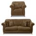 Kit Poltrona e Sofá Living 2 Lugares 1,60m Vênus Suede Caramelo Pés Castanho - Pallazio