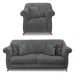 Kit Poltrona e Sofá Living 2 Lugares 1,60m Vênus Suede Cinza Pés Castanho - Pallazio