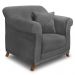 Kit Poltrona e Sofá Living 2 Lugares 1,60m Vênus Suede Cinza Pés Castanho - Pallazio