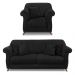 Kit Poltrona e Sofá Living 2 Lugares 1,60m Vênus Suede Preto Pés Castanho - Pallazio