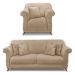 Kit Poltrona e Sofá Living 2 Lugares 1,80m Vênus Suede Bege Pés Castanho - Pallazio