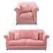 Kit Poltrona e Sofá Living 2 Lugares 1,80m Vênus Veludo Rosa Pés Castanho - Pallazio