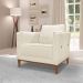 Kit Poltrona e Sofá Living 2 Lugares 1,90m Vega Linho Natural Pés Castanho - Pallazio