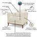Kit Poltrona e Sofá Living 2 Lugares 1,90m Vega Linho Natural Pés Castanho - Pallazio