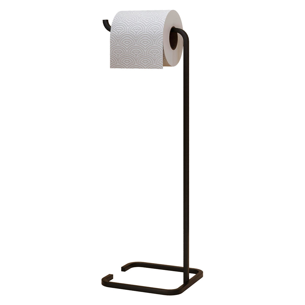 Kit Porta Toalha de Rosto Lixeira 6L e Porta Papel Higiênico Eleganza Metal Preto - Pallazio