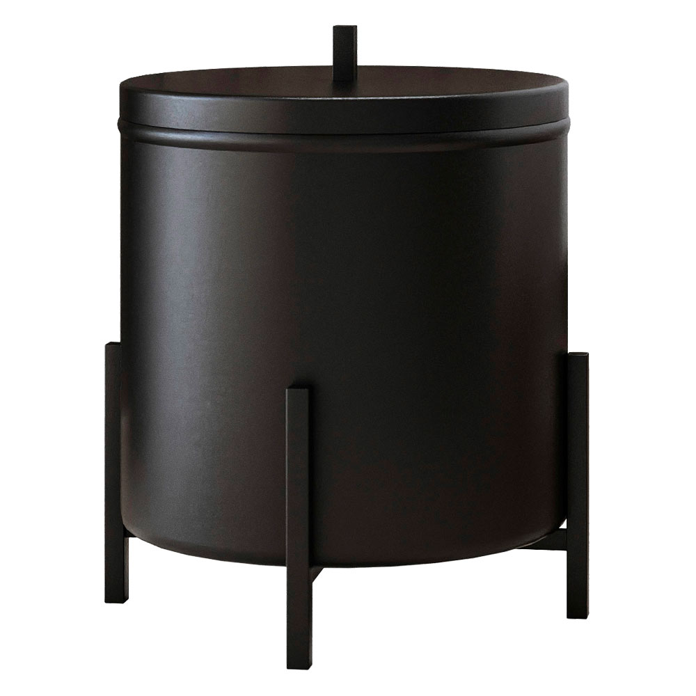 Kit Porta Toalha de Rosto Lixeira 6L e Porta Papel Higiênico Eleganza Metal Preto - Pallazio
