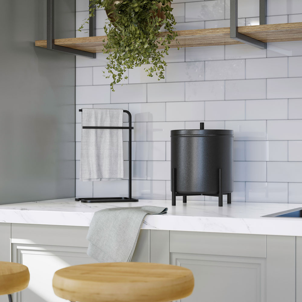 Lixeira de Cozinha Eleganza 6 Litros Metal Preto - Pallazio