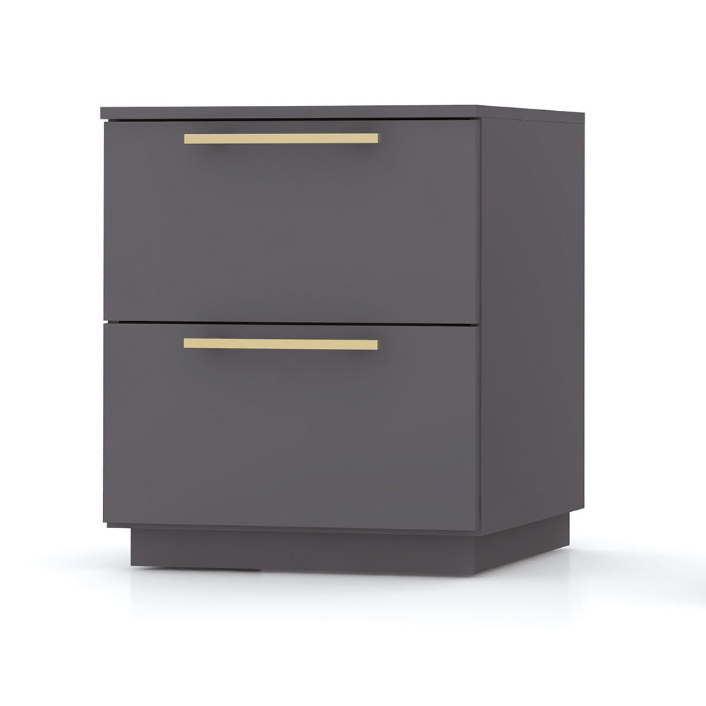 Mesa de Cabeceira com 02 Gavetas Sevilha Preto Fosco - Pallazio