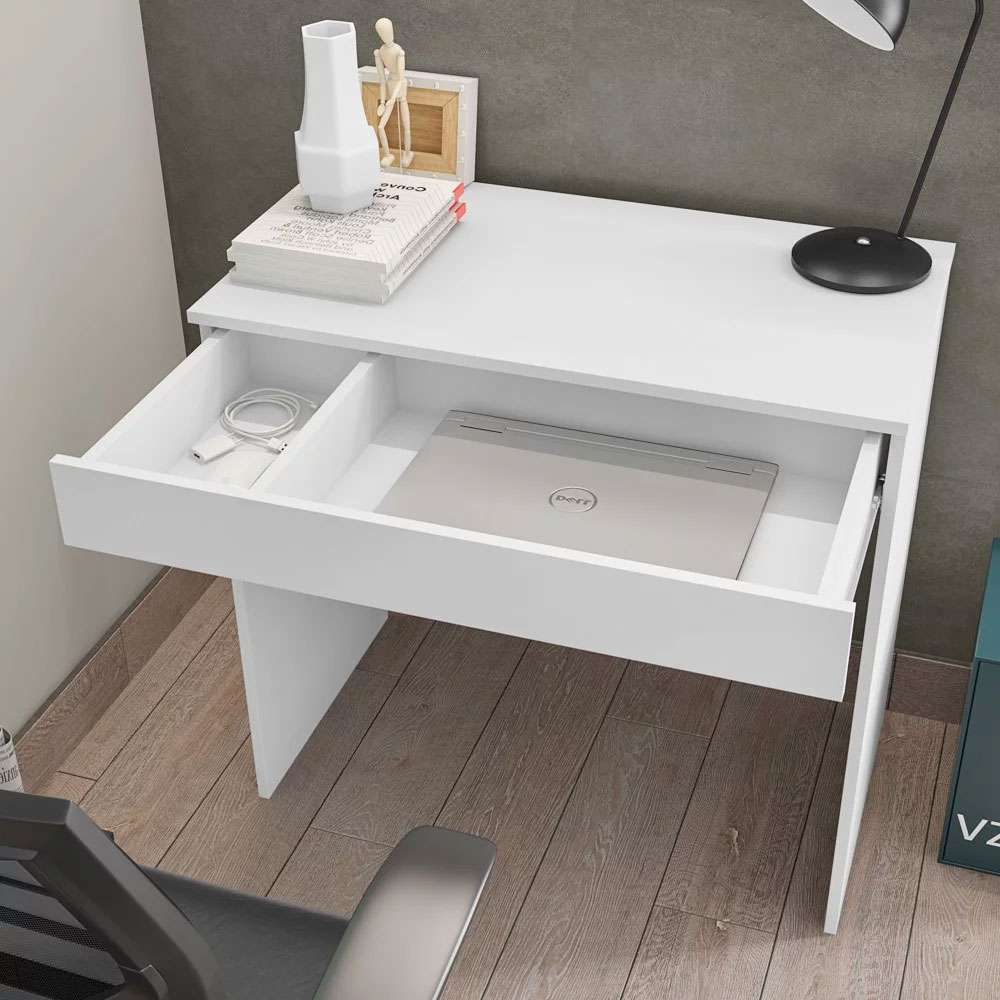 Mesa para Computador Escrivaninha 1 Gaveta Manuela Branco - Pallazio