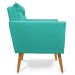 Namoradeira 2 Lugares Olivia Suede Azul Turquesa Pés Palito Castanho - Pallazio