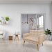 Namoradeira 2 Lugares Olivia Suede Bege Pés Palito Castanho - Pallazio
