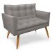Namoradeira 2 Lugares Olivia Suede Grafite Pés Palito Castanho - Pallazio