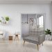 Namoradeira 2 Lugares Olivia Suede Grafite Pés Palito Castanho - Pallazio