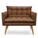 Namoradeira 2 Lugares Olivia Suede Marrom Pés Palito Castanho - Pallazio