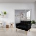 Namoradeira 2 Lugares Olivia Suede Preto Pés Palito Castanho - Pallazio