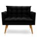 Namoradeira 2 Lugares Olivia Suede Preto Pés Palito Castanho - Pallazio