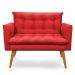 Namoradeira 2 Lugares Olivia Suede Vermelho Pés Palito Castanho - Pallazio