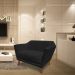 Namoradeira 2 Lugares Pérsia Suede Preto Pés Chanfrado Castanho - Pallazio