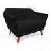 Namoradeira 2 Lugares Pérsia Suede Preto Pés Chanfrado Castanho - Pallazio