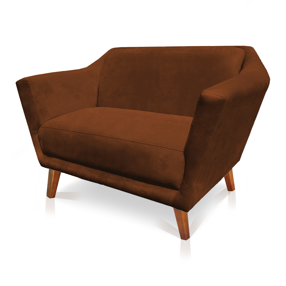 Namoradeira 2 Lugares Pérsia Suede Terracota Pés Chanfrado Castanho - Pallazio