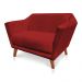 Namoradeira 2 Lugares Pérsia Suede Vermelho Pés Chanfrado Castanho - Pallazio