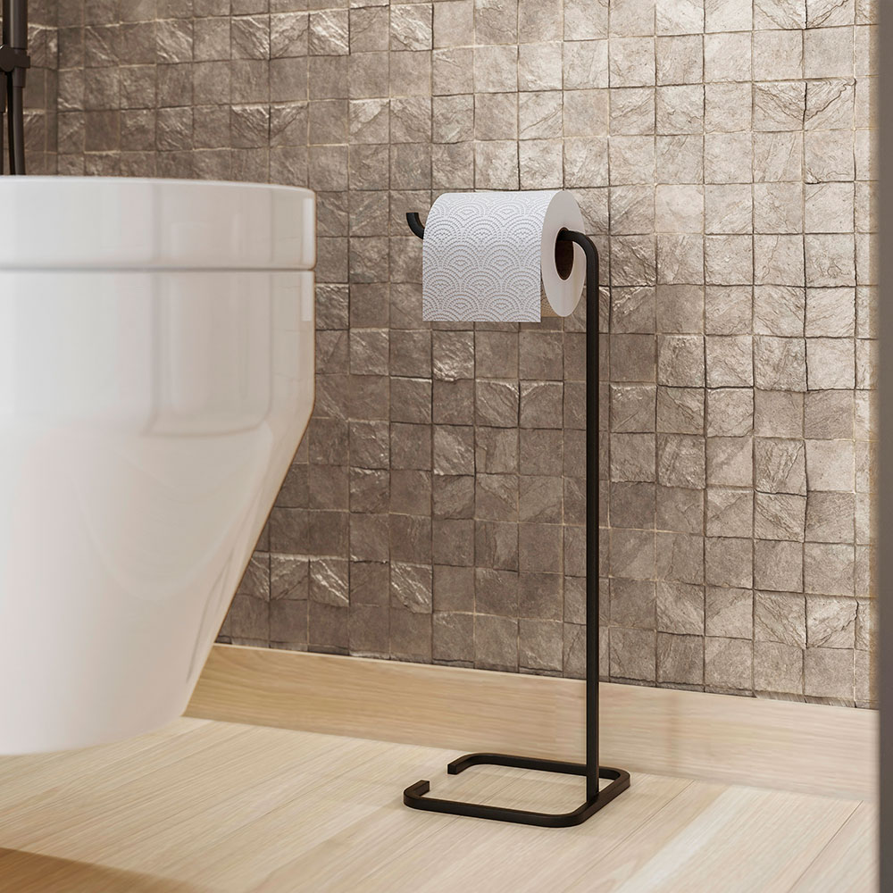 Papeleira Porta Papel Higiênico Eleganza Metal Preto - Pallazio