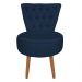 Poltrona Cadeira Decorativa Capitonê Elegância Veludo Azul Marinho Pés Palito Castanho - Pallazio