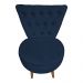 Poltrona Cadeira Decorativa Capitonê Elegância Veludo Azul Marinho Pés Palito Castanho - Pallazio
