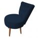 Poltrona Cadeira Decorativa Capitonê Elegância Veludo Azul Marinho Pés Palito Castanho - Pallazio