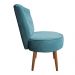 Poltrona Cadeira Decorativa Capitonê Elegância Veludo Azul Turquesa Pés Palito Castanho - Pallazio