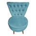 Poltrona Cadeira Decorativa Capitonê Elegância Veludo Azul Turquesa Pés Palito Castanho - Pallazio