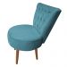 Poltrona Cadeira Decorativa Capitonê Elegância Veludo Azul Turquesa Pés Palito Castanho - Pallazio