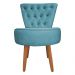 Poltrona Cadeira Decorativa Capitonê Elegância Veludo Azul Turquesa Pés Palito Castanho - Pallazio